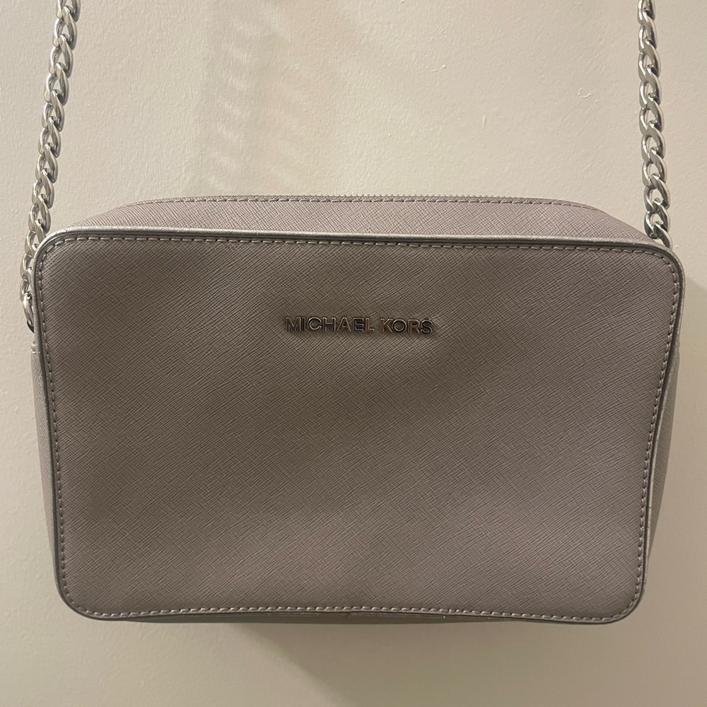 Michael Kors Gray Silver Crossbody Purse